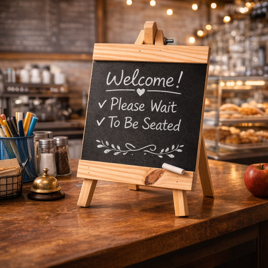 Wooden Tabletop Chalkboard Easel (Mini Blackboard Stand for Home & Cafe) - Image 2