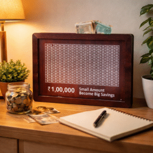 wooden saving challenge box 1 lakh goal india