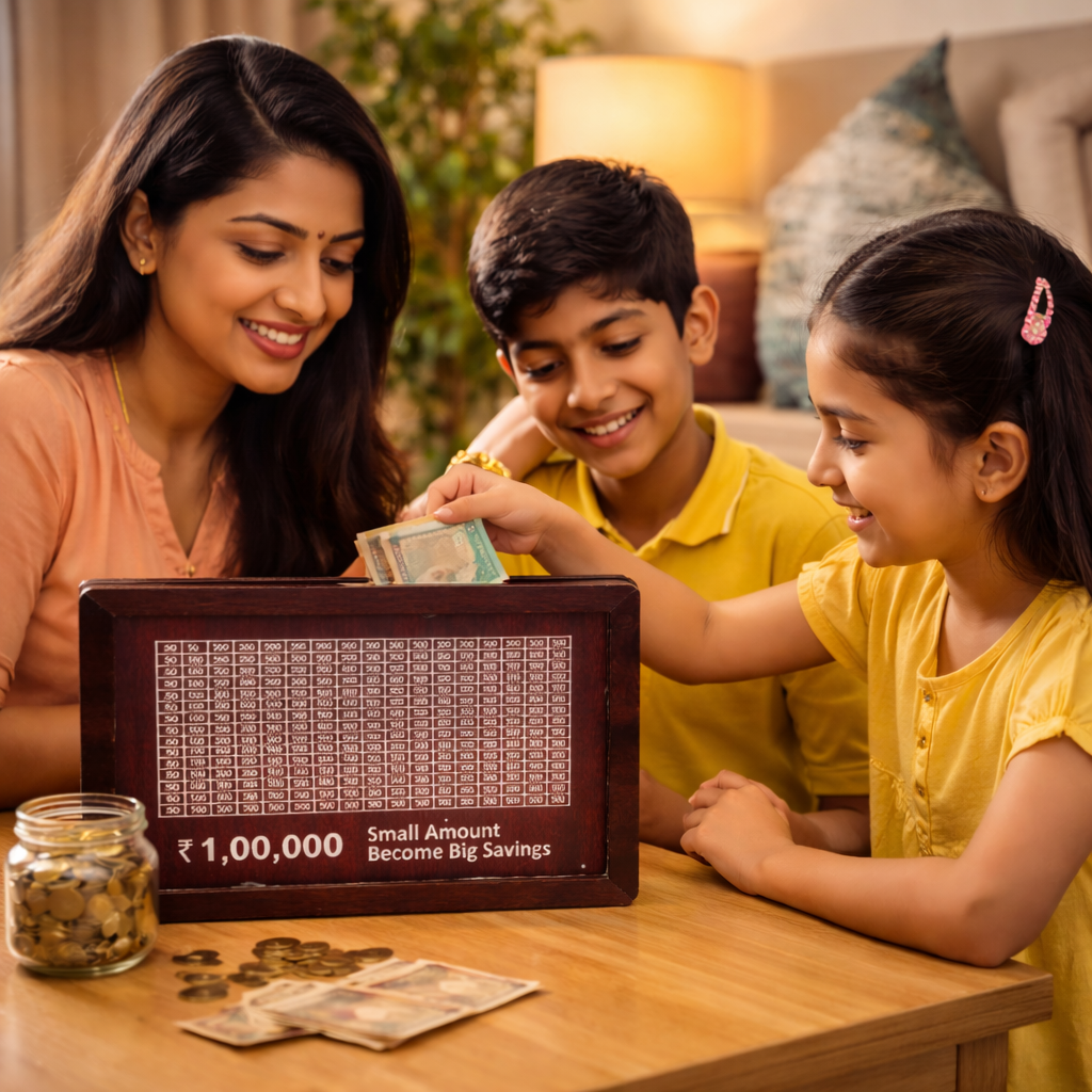 wooden saving challenge box 1 lakh goal india